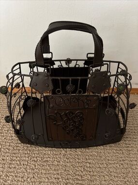 Epic Products handbag cork cage wine metal wire purse storage basket beaded